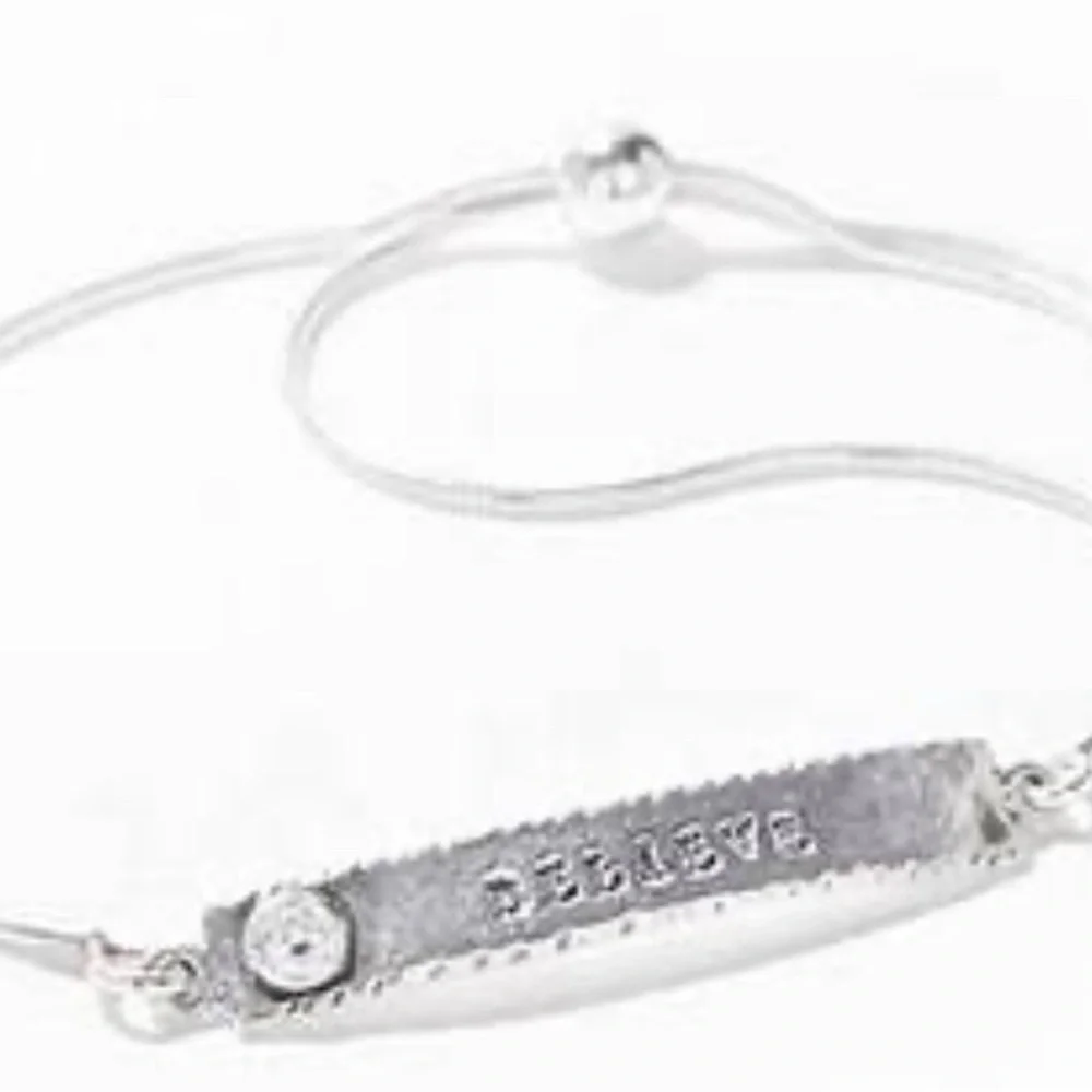 OPULENZA DESIGNS JEWELRY BELIEVE BRACELET SLIDE CLOSURE .925 SS JEWELRY NEW!!
